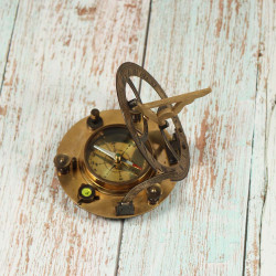 Solid Brass Sundial Clock Compass Camping/Hiking  Multi-Function Metal Compass - West London.