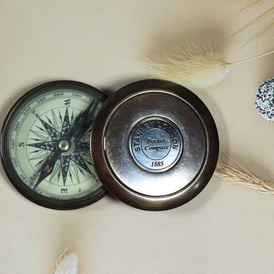 NOVELIKA- (STANLEY LONDON) -1885 Pocket Compass  Round Shape Unique Design Premium Quality.