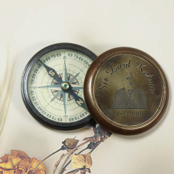 Antique Brass Sundial Compass Camping/Hiking Steampunk Accessory - Sir Lord Kelvin 1824 - 1907 Metal Compass 