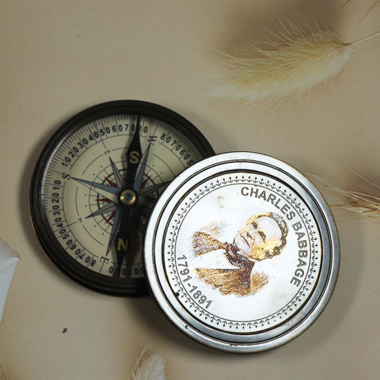 NOVELIKA- CHARLES BABBAGE- Antique Vintage Solid Brass Sports  Compass  Round Shape Unique Design Premium Quality for Finding Direction