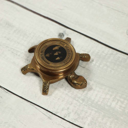 Antique Brass Sundial Turtle Design Compass Camping/Hiking Steampunk Accessory Metal Compass 