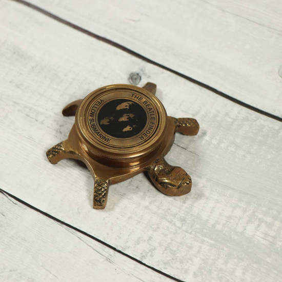 Antique Brass Sundial Turtle Design Compass Camping/Hiking Steampunk Accessory Metal Compass 