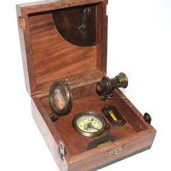 Brass & Wooden Marine Master Box & Nautical Compass Telescope Magnifying Glass in Instruments Directional Box