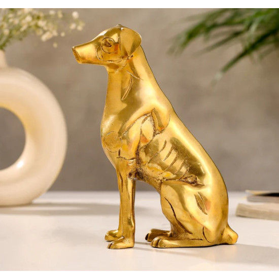 Novelika- Brass Sitting Dog Figurine Decorative Showpiece Commonly  for Home and Office décor (NA630)