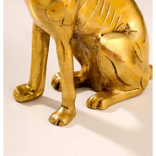 Novelika- Brass Sitting Dog Figurine Decorative Showpiece Commonly  for Home and Office décor (NA630)