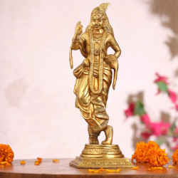 NOVELIKA-  Brass Krishna Idol of a Standing Hindu Deity(NA631)