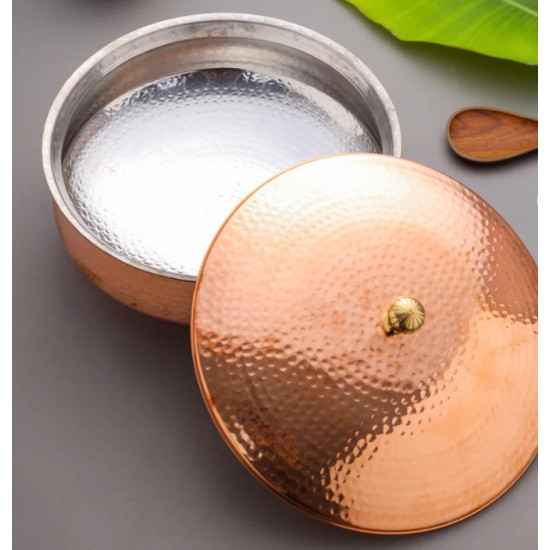 Novelika-  Copper Lagan Handi with Lid (NA633)