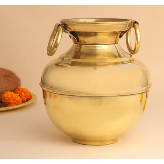 Novelika-Brass Water Pot or Ghada with Dual Ring Handles(NA637) Novelika-Brass Water Pot or Ghada with Dual Ring Handles(NA637)