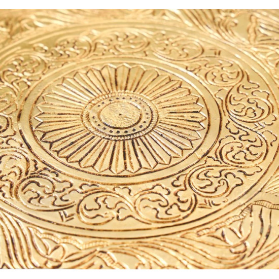 Novelika-  Brass Pooja Chowki  Pooja Stool or Bajot With Peacock Pillars (NA644)