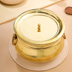 Novelika Traditional Indian Brass Hammered Handi with Lid (Na645)