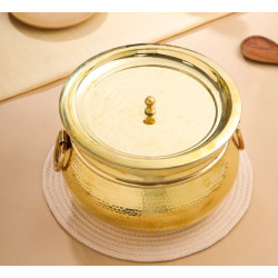 Novelika Traditional Indian Brass Hammered Handi with Lid (Na645)