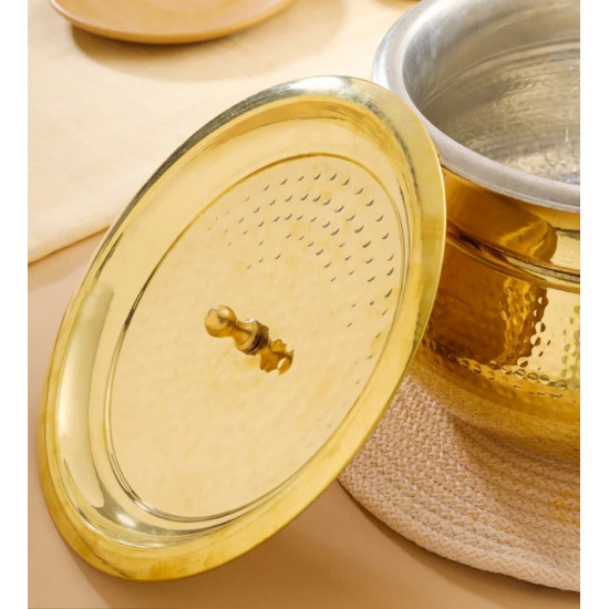 Novelika Traditional Indian Brass Hammered Handi with Lid (Na645)