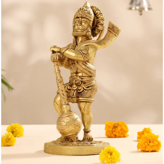 Novelika- Brass Standing Hanuman Statue with Gada(NA652)