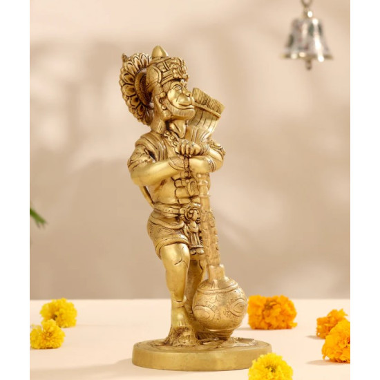 Novelika- Brass Standing Hanuman Statue with Gada(NA652)
