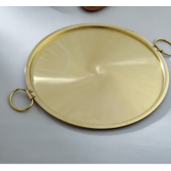 Novelika- Round Golden-Colored Brass Dosa Tawa with Two Handles(NA655)