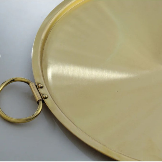Novelika- Round Golden-Colored Brass Dosa Tawa with Two Handles(NA655)