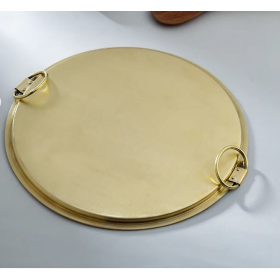 Novelika- Round Golden-Colored Brass Dosa Tawa with Two Handles(NA655)