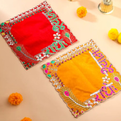 Novelika-   Radhe Shyam Pearl and Stone Work Velvet Pooja Asanas(NA657)