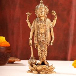 Novelika-Golden Brass idol of Lord Vishnu(NA660)