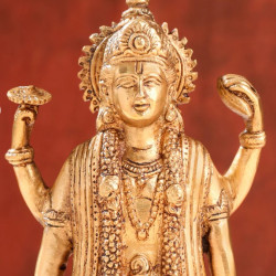 Novelika-Golden Brass idol of Lord Vishnu(NA660)