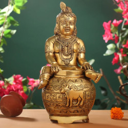 Novelika-  Brass Laddu Gopal with Kalash Idol(NA662)