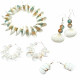 Novelika Handmade white Seashell Bracelet with beads, White Shell Ear rings for Women