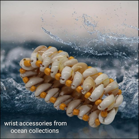 Novelika Handmade Seashell Bracelet, Cowry ear ring and White Shell Ear rings for Women