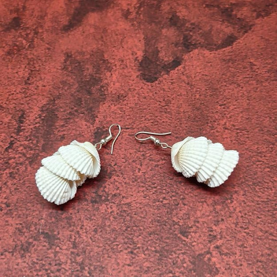 Novelika Handmade white Seashell Bracelet with beads, White Shell Ear rings for Women