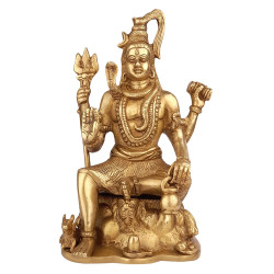 NOVELIKA-Brass Blessing Lord Shiva Statue Home Mandir Puja  Showpiece (Pack of 1)