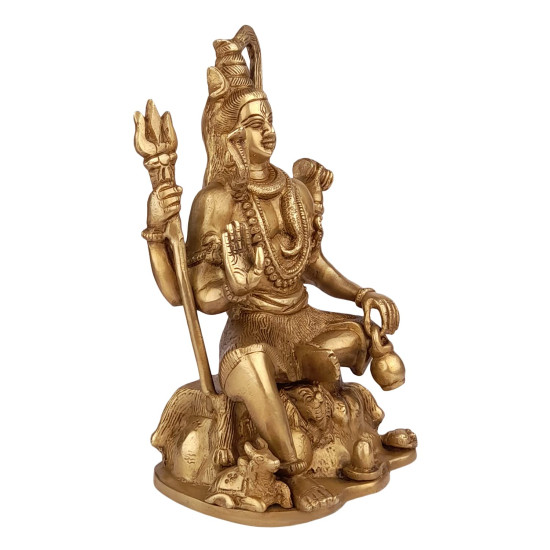 NOVELIKA-Brass Blessing Lord Shiva Statue Home Mandir Puja  Showpiece (Pack of 1)