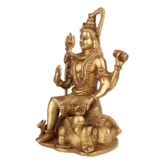 NOVELIKA-Brass Blessing Lord Shiva Statue Home Mandir Puja  Showpiece (Pack of 1)
