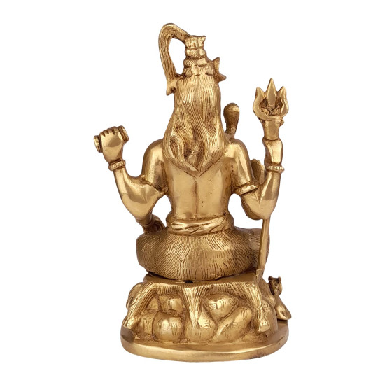 NOVELIKA-Brass Blessing Lord Shiva Statue Home Mandir Puja  Showpiece (Pack of 1)