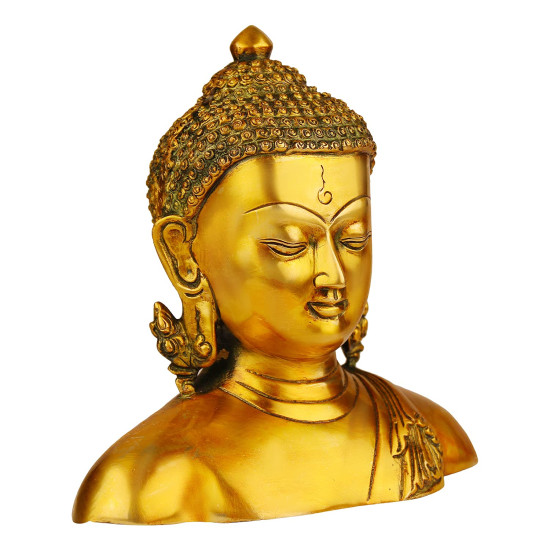 NOVELIKA- Brass Buddha Head Bust Meditation Luck ( Pack of 1 )