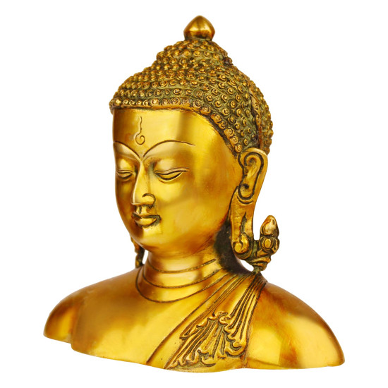 NOVELIKA- Brass Buddha Head Bust Meditation Luck ( Pack of 1 )