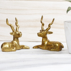 NOVELIKA-Brass Decorative Golden Animal Dear Showpiece Vastu and Return Gift.(Pack of 1)