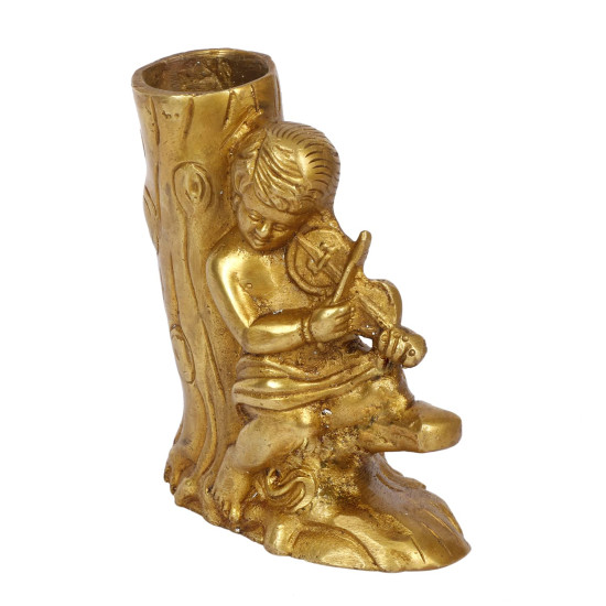 NOVELIKA- Brass Pen Holder Stand  Showpiece ( Pack of 1)