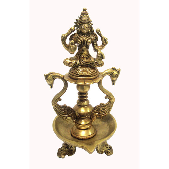 NOVELIKA- Brass Laxmi Oil Deepam for Home Décor Pooja (Pack of 1)