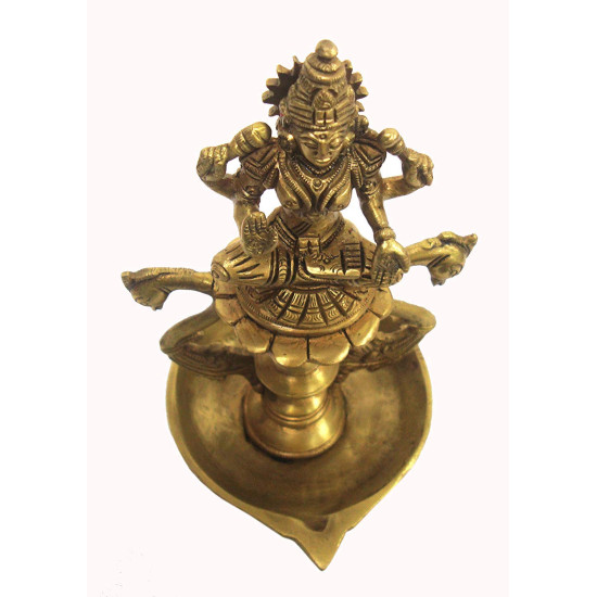 NOVELIKA- Brass Laxmi Oil Deepam for Home Décor Pooja (Pack of 1)