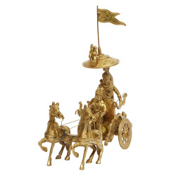 NOVELIKA-Lord Krishna Arjun Rath Idol Brass Showpieces  (Pack of 1)