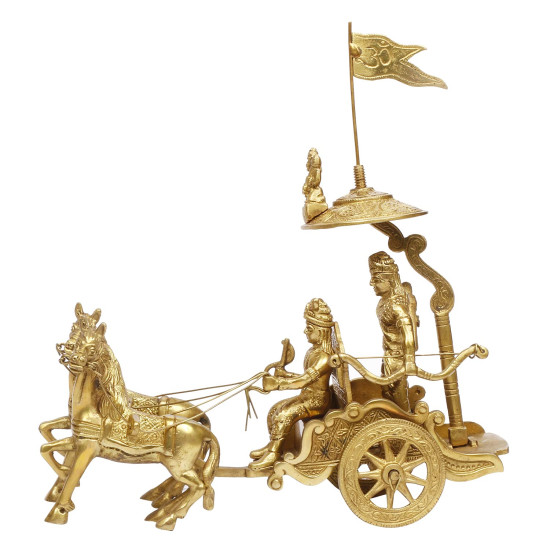 NOVELIKA-Lord Krishna Arjun Rath Idol Brass Showpieces  (Pack of 1)