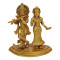 NOVELIKA- Radha Krishna with Peacock Brass Statue Decorative Showpiece (Pack of 1)