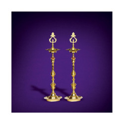 NOVELIKA- KUTHU VILAKKU, Brass Lamps/Diya/DEEPAM for Pooja (Set of 2)