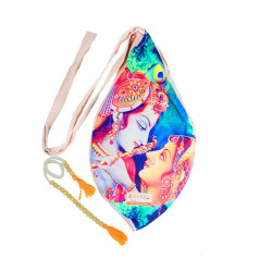NOVELIKA- Multicolor Beautiful Radha Krishna Printed Japa Bag/Chanting Bag With Sakshi Mala Counter (Pack of 1)