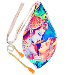 NOVELIKA- Multicolor Beautiful Radha Krishna Printed Japa Bag/Chanting Bag With Sakshi Mala Counter (Pack of 1)