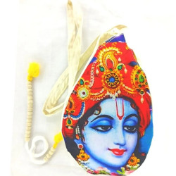 NOVELIKA- Multicolor Krishna Face Printed Chanting Bag/Beads Bag Or Japa Bag With Sakshi Mala Counter (Pack of 1)