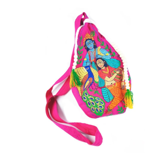 NOVELIKA-Cherry Red Radha Krishna Embroidered Chanting Bag /Japa Mala Bag With Sakshi Mala Counter (Paack of 1) NOVELIKA-Cherry Red Radha Krishna Embroidered Chanting Bag /Japa Mala Bag With Sakshi Mala Counter (Paack of 1)