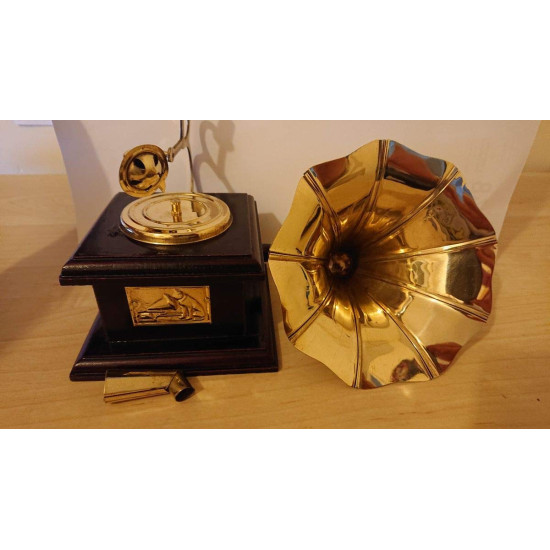 NOVELIKA-Premium Sparkle Square Gramophone Showpiece - (Black, Gold) (Set of 1)