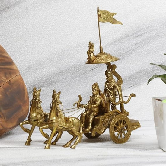 Lord Krishna Arjun Rath Statue for Home and Office Decor
