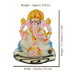 NOVELIKA- Stone Dust Ganesh Ji Statue -Marble Dust Ganapati Bappa Murti For Pooja Home Temple Decor/Office
