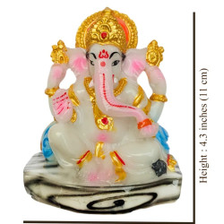 NOVELIKA- Stone Dust Ganesh Ji Statue -Marble Dust Ganapati Bappa Murti For Pooja Home Temple Decor/Office